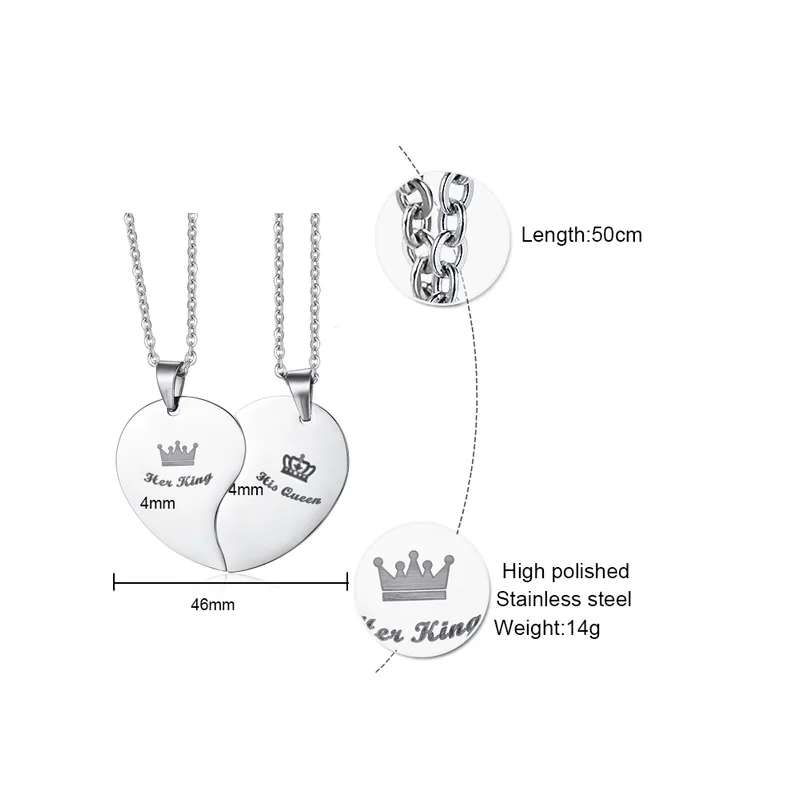 Meaeguet Мода его королева и ее король корона сердце ожерелье из нержавеющей стали пара любовь навсегда Свадебные подвески ювелирные изделия