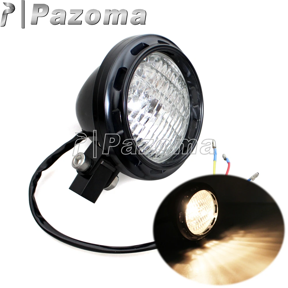 Black 4" Motorcycle Vintage Headlights Headlamp Moto Retro Head Light