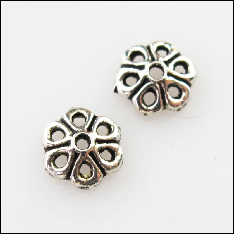 

70Pcs Tibetan Silver Tiny Flower End Bead Caps Connectors 7mm