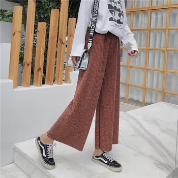 

Fashion women autumn Pleated woollen warm leggings