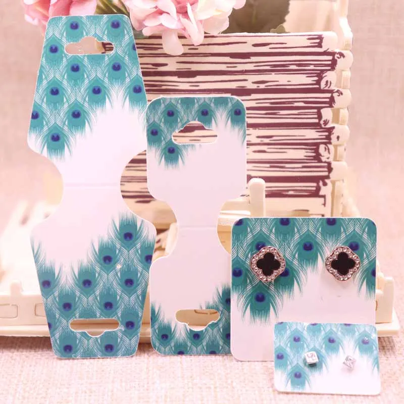 

New Diy 100 pcs DIY Peacock Tail earring card 1Pair Earring Card 120x45m Necklace Card/Hair Clip Card Custom Logo Cost Extra