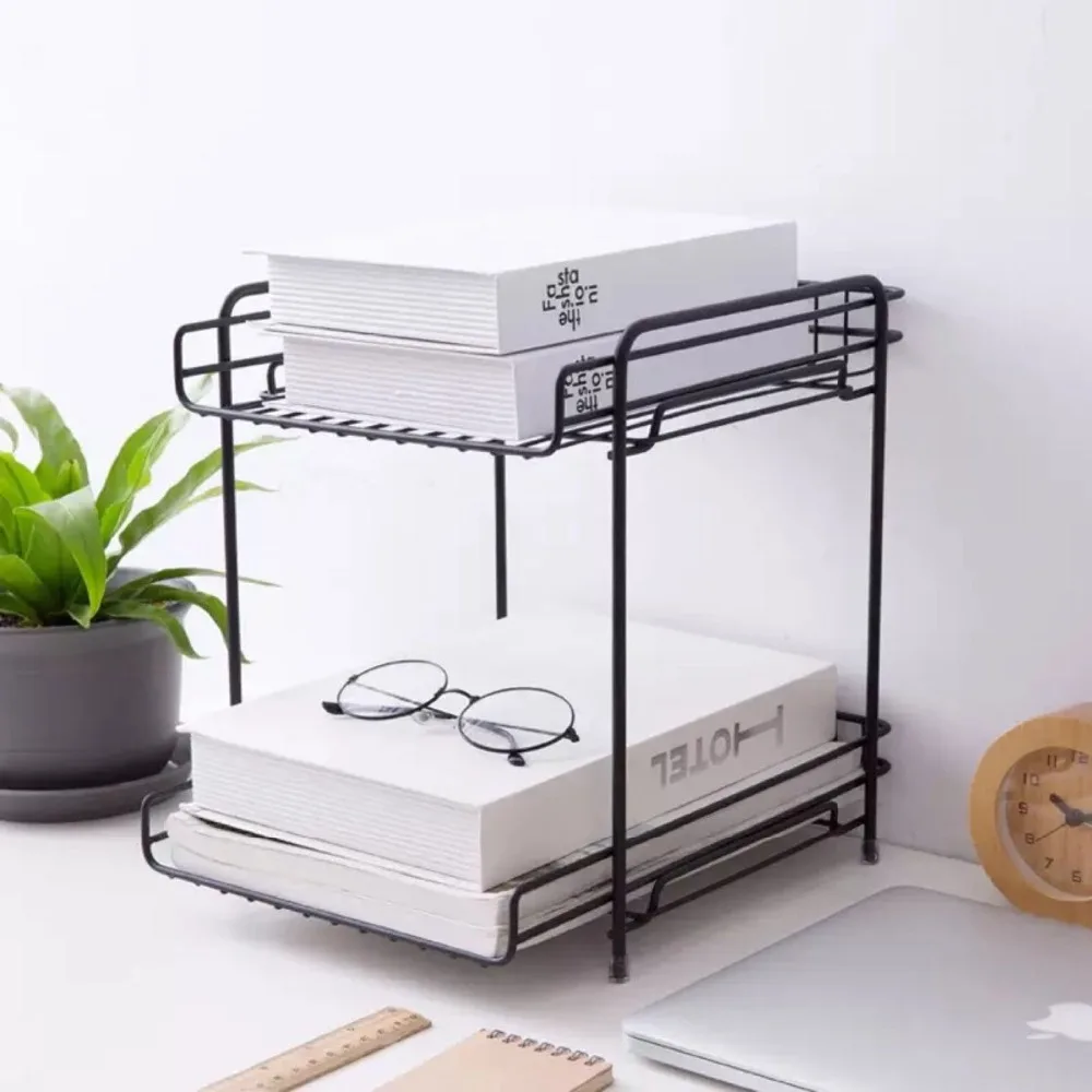 

Double iron art Storage rack ,Desktop storage, Storage Baskets,9.8"Lx 11.6" Wx 11.8" H