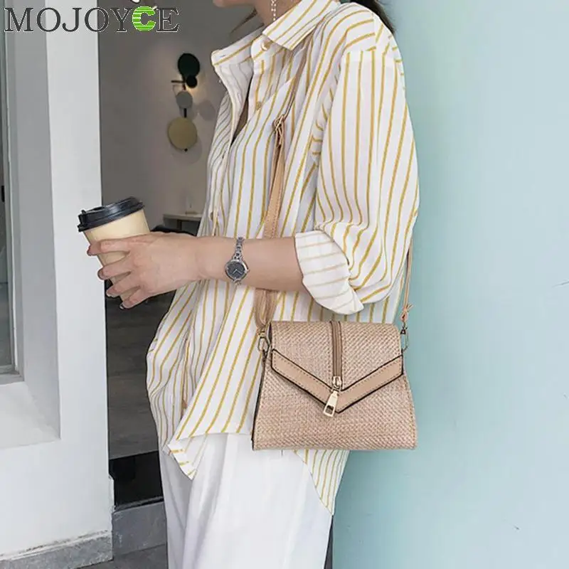 القش المنسوجة الكتف رسول حقائب النساء سستة صغيرة Crossbody أكياس القش المنسوجة الكتف رسول حقائب النساء سستة صغيرة Crossbody أكياس