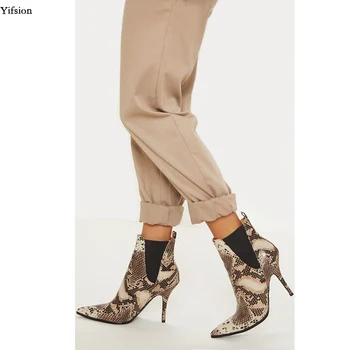 

Olomm Women Ankle Boots Sexy Thin High Heel Boots Pointed Toe Ladies Black White SnakeSkin Party Shoes Women US Size 5-10.5