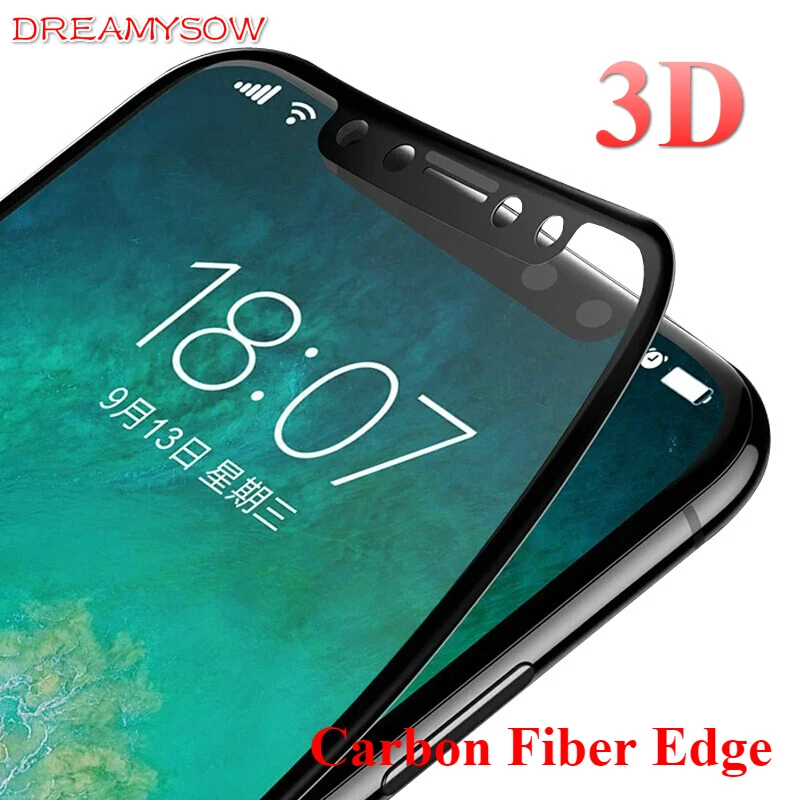 Goedkoop 3D Gebogen Gecoate Carbon Fiber Edge Gehard Glas Voor iPhone X 8 Plus 7 Plus 6 6 s Plus XS MAX XR 9 H Glossy Screen Protector Film