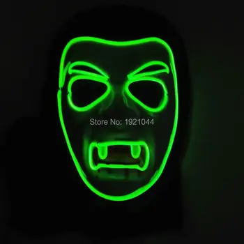 

10 colors choice EL wire Mask Halloween Light up vampire Mask EL wire Festival LED Glowing Party dance Carnival Mask accessories