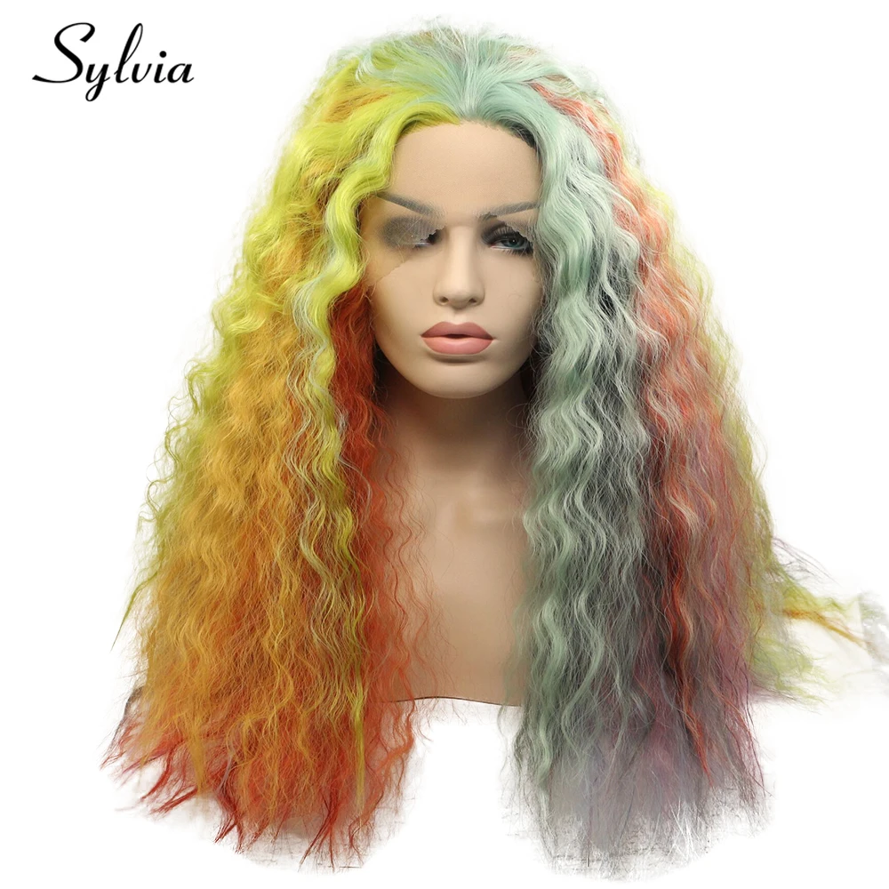Женский парик из термостойкого волокна с радужной волной разных цветов|hair for