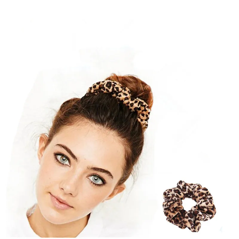 Fashion Leopard Velvet Scrunchie Women Girls Elastic Hair Rubber Bands Accessories For Women Tie Hair Ring Rope Ponytail Holder taimy velvet ring jewelry box plush heart shaped birthdays valentine wedding personalise gifts packaging case free custom logo