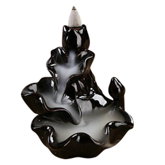 

Ceramic Lotus Flower Incense Burner Holder #6 Black