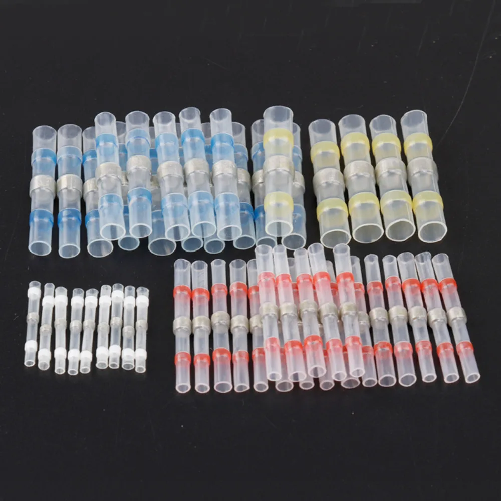 

50PCS Waterproof Solder&Seal Heat Shrink Butt Connectors with Soldering Sleeve Red Blue White Yellow