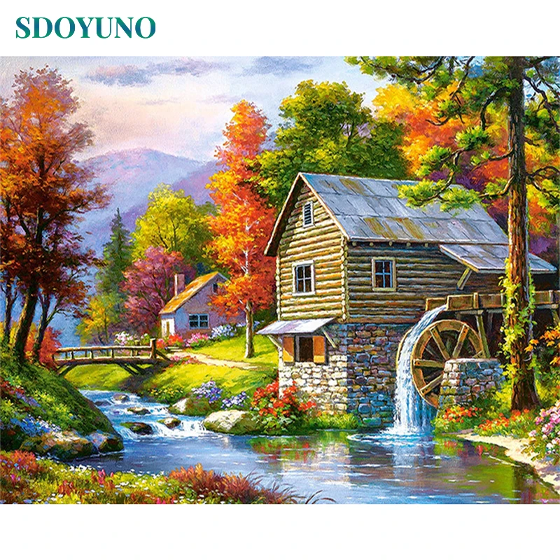 

Diamond Embroidery Landscape Handmade Diamond Painting Village Needlework Mosaic Cross Stitch Home Decor4