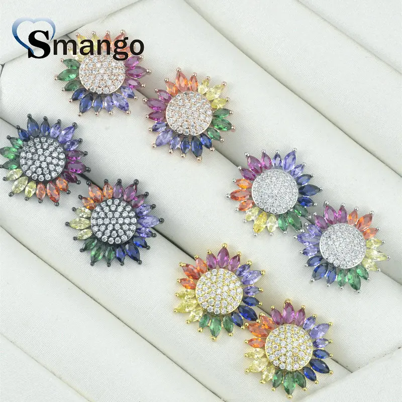 

The Rainbow Series,The Sunflower Shape, Hoop Cubic Zirconia Earrings for Women Fashion Jewelry, 4Color,Can Wholesale,5Pairs
