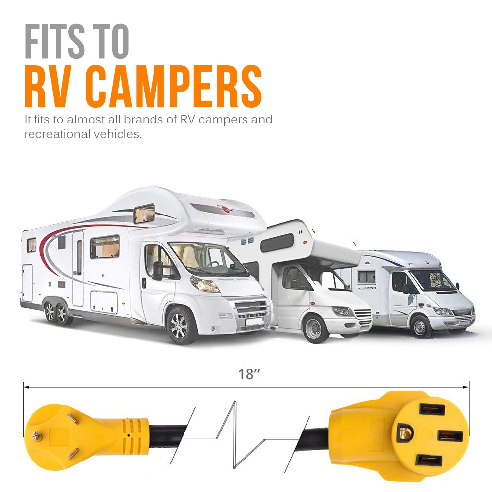 MICTUNING 18 дюймов RV Электрический адаптер 50A штекер на 30A женский Camper шнур преобразователя питания Кабели адаптеров с ручкой питания