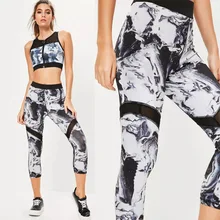Mesh panel zip front sports bra wireless active yoga tummy control workout running capri leggings suit set