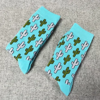 

Lovely cactus Sock Autumn Winter Thick cotton adult Knee-High Women snowman Cute Home Unisex Warm Short Socks Novelty Funny Sock