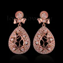 Estate 0.99ct Алмазная Груша 6x8 мм 18Kt серьги из розового золота с полукреплением WU267