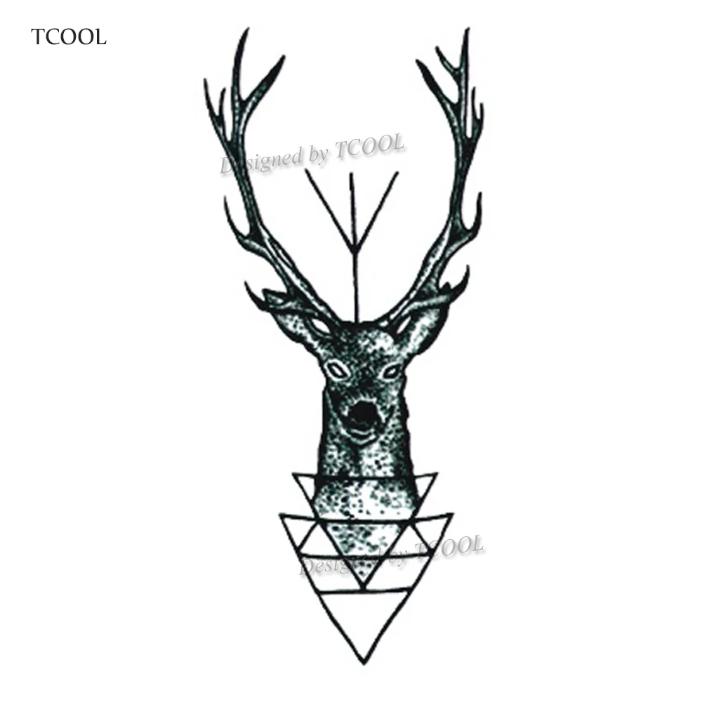 

HXMAN Deer Women Temporary Tattoo Sticker Waterproof Fashion Fake Body Art Animal Arm Tattoos 10.5X6cm Kids Hand Tatoo A-042