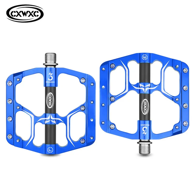 CXWXC Cr-Mo Axis велосипедные педали, для MTB Road 3 герметичные подшипники педали, широкая платформа противоскользящие педали велосипедные аксессуары - Цвет: Синий