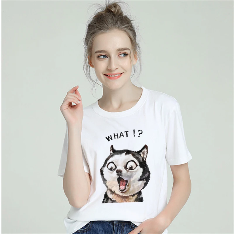 

New 2019 Summer Tumblr Fashion Funny Animal Print T Shirt Women Cotton O-neck Short Sleeve Top & Tees For Women Kawaii Tshirt