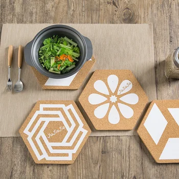 

4pcs/set Home Cork Coaster Insulation Pad Creative Thickened Bowl/Cup/Mug Anti-hot Liner Placemat Creative Kitchenware