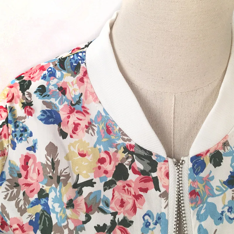 Plus Size 3XL Spring Autumn Fashion Baseball Floral Jacket Women Ditsy Print Zipper Varsity Outwear Woman Clothes C55302