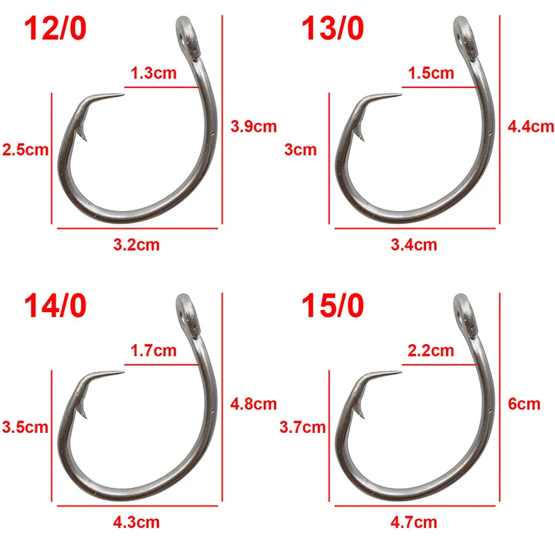 40 шт 39960 Нержавеющая сталь рыболовные крючки белые толстые Тунец Круг приманка для рыболовного крючка Размеры 8/0 9/0 10/0 11/0 12/0 13/0 14/0 15/0