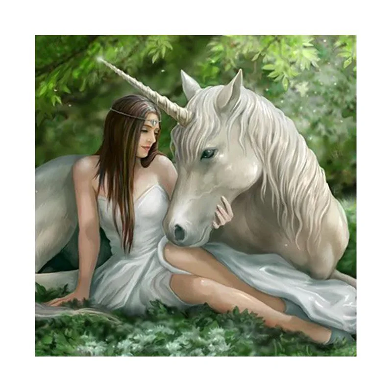

Beauty unicorn Diy 5D Diamond Embroidery Painting Beauty unicorn full round shining Rhinestone Diamond Painting Cross Stitch