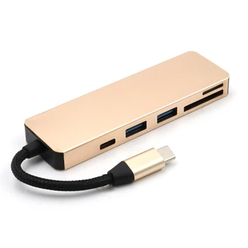 

5-in-1 USB C Hub Multi-Port Adapter with 1 USB 3.1 Port and 2 USB 3.0 Ports SD TF Card Reader for Type C Devices