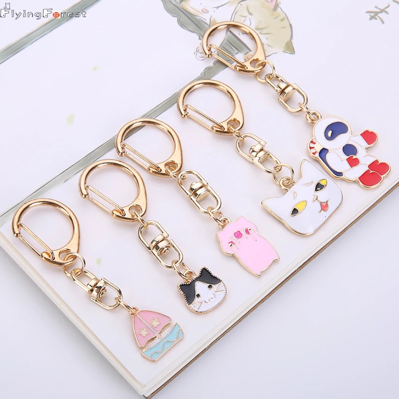 

Flyingforest Cute Cartoon Mini Pig And Cat Astronaut Car Keychain Rocket Keyring Women Accessories 2019 Fashion Jewellery Gift