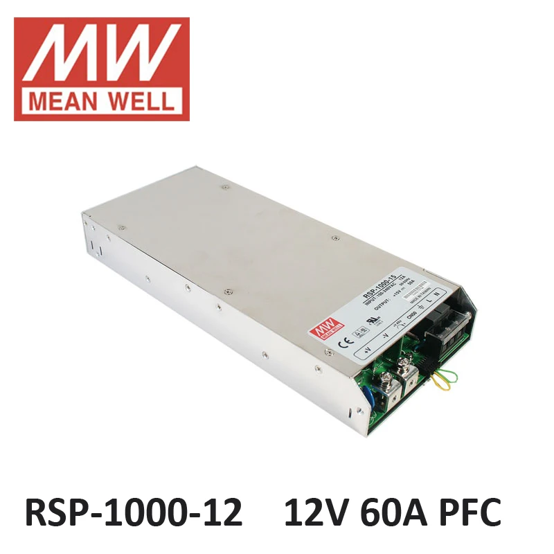 Блок питания 12 вольт RSP-1000-12 Meanwell СВЕТОДИОДНЫЙ драйвер 12 В 60A 720 Вт PFC функция Переключения питания освещения трансформатор для света Прокладки СИД 12 В