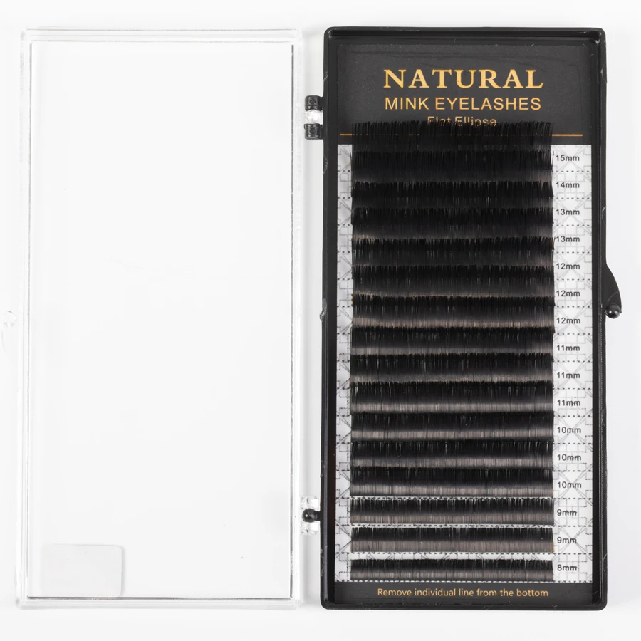 

16 Rows Flat Eyelash Extensions Mix Length Individual Eyelashes Flat Ellipse Lashes With Split Tips Soft Flat Eye Lashes Makeup