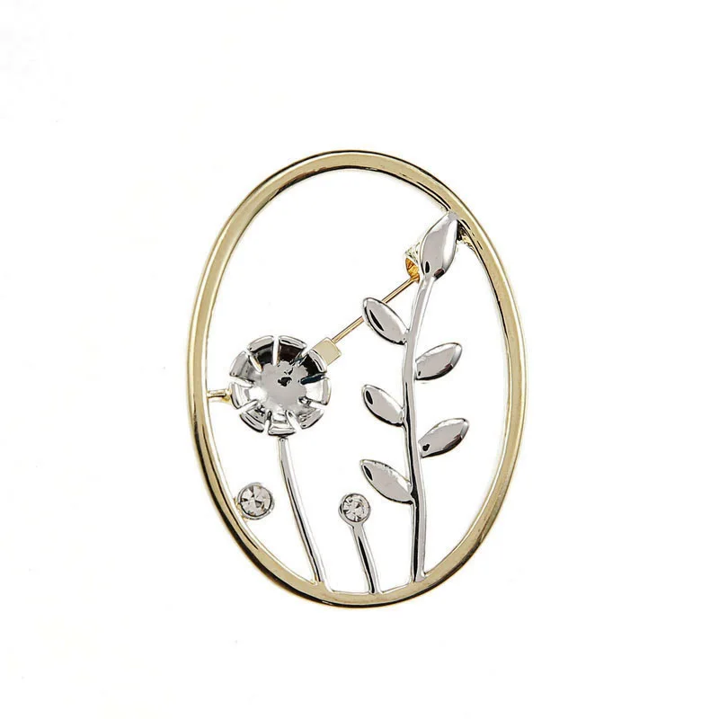 TDQUEEN Metal Flower Brooches for Women Gold Color and Silver Plated Crystal Rhinestone Safety Pin Broche Costume Jewelry Brooch (1)