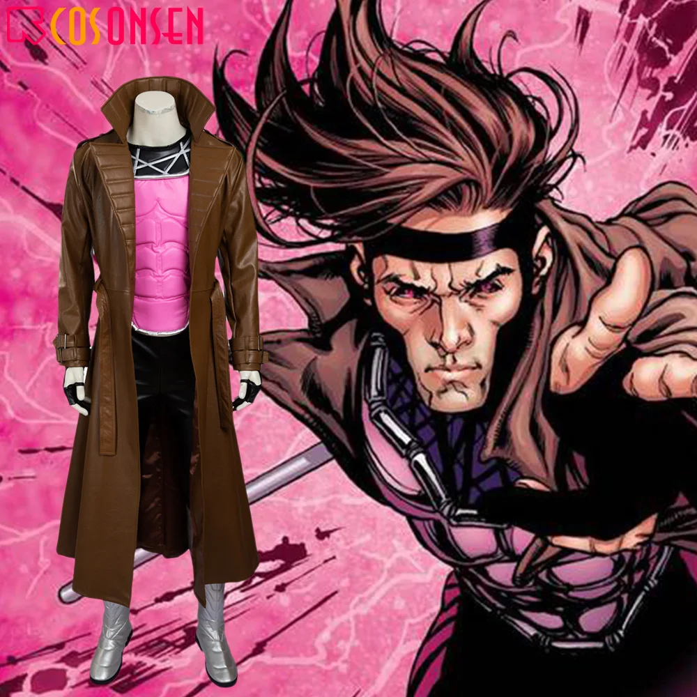 

COSPLAYONSEN X-men Gambit Costume Superhero Remy Etienne LeBeau Men Halloween Cosplay Outfit Custom Made