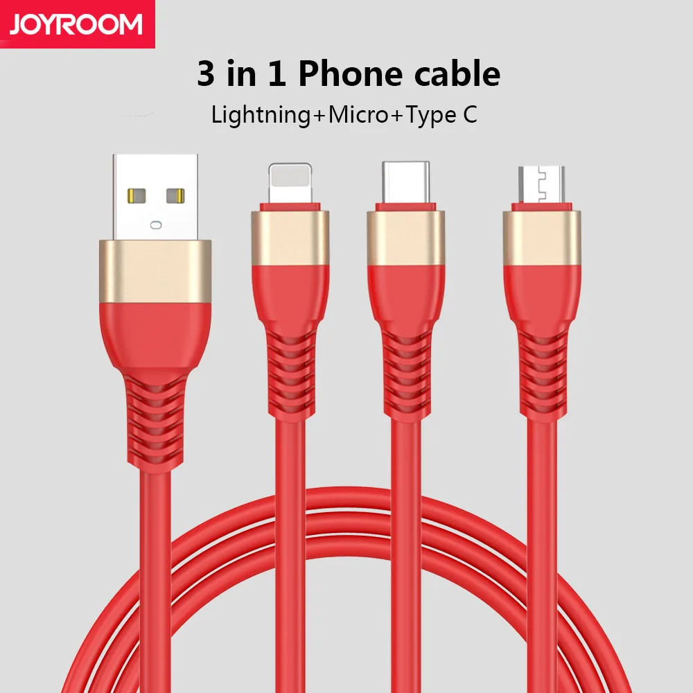 JOYROOM Mobile Phone Data Cable 1 5M Micro USB Type C 3 in 1 Lightning Fast