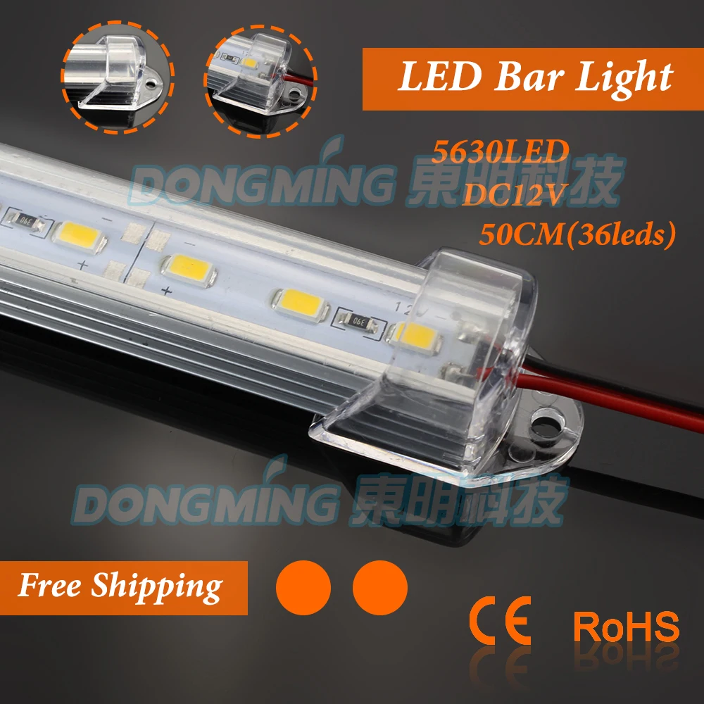 

U Aluminium Profile 5630 LED bar light 50cm 36leds 12V with milky/clear pc cover Home/Kitchen/closet/Jewelry Showcase light