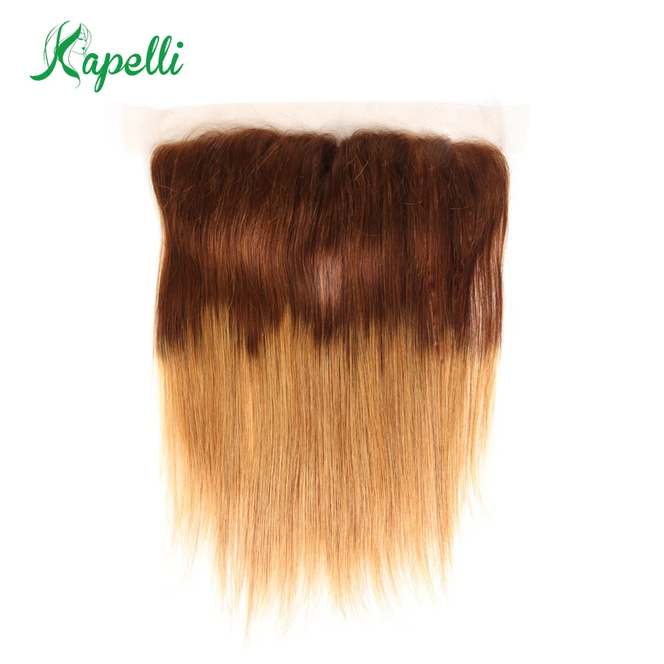 Ombre прямые волосы Связки с фронтальной T4/30 Ombre индийский волос Weave Связки с закрытием натуральные волосы цвета блонд Связки Волосы remy