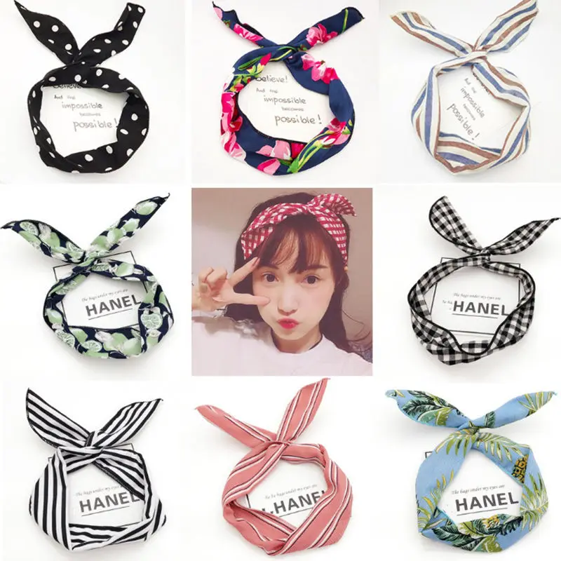 

Fashion DIY princess Rabbit Hair band Women Girls flower headband hair Accessories For Women Head band Headwear scrunchie Turban