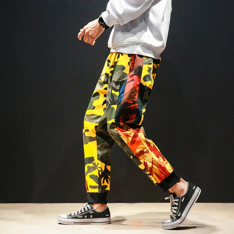 2019 для мужчин harajuku chic camo дамские шаровары хип хоп камуфляж брюки тренировочные брюки плюс размеры штаны для уличного бега Мужской 5XL CK31