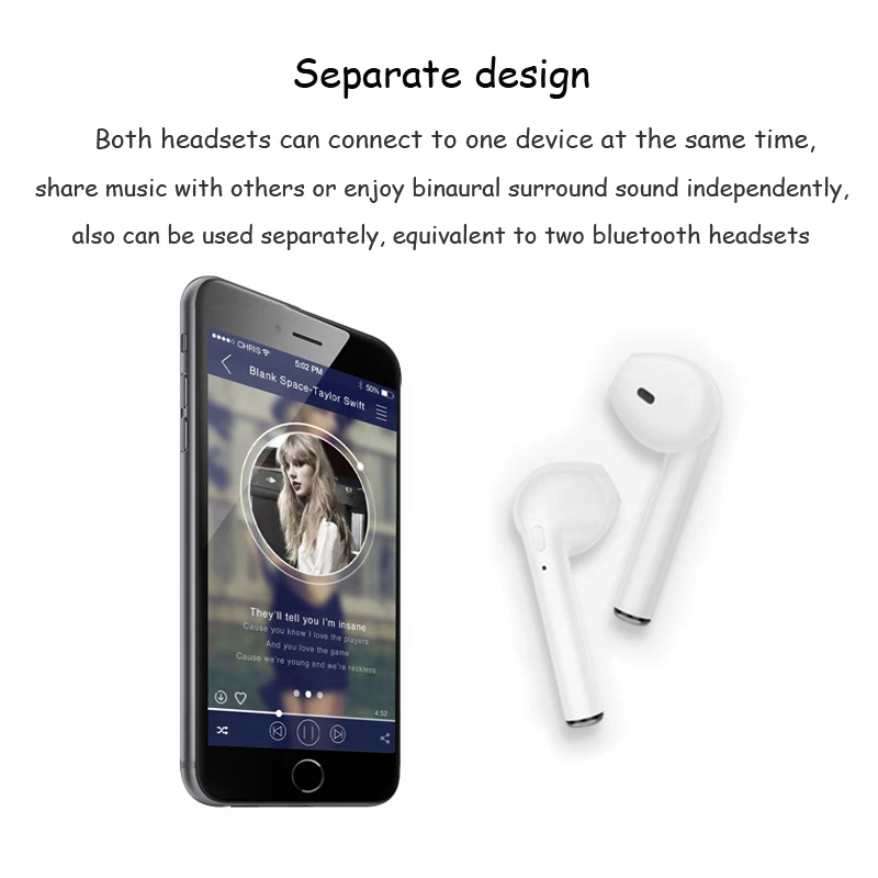 I7s wireless bluetooth earphone blueteeth enabled device mobile phone stereo earplug earbud ear cup with charging box Mic XY1F
