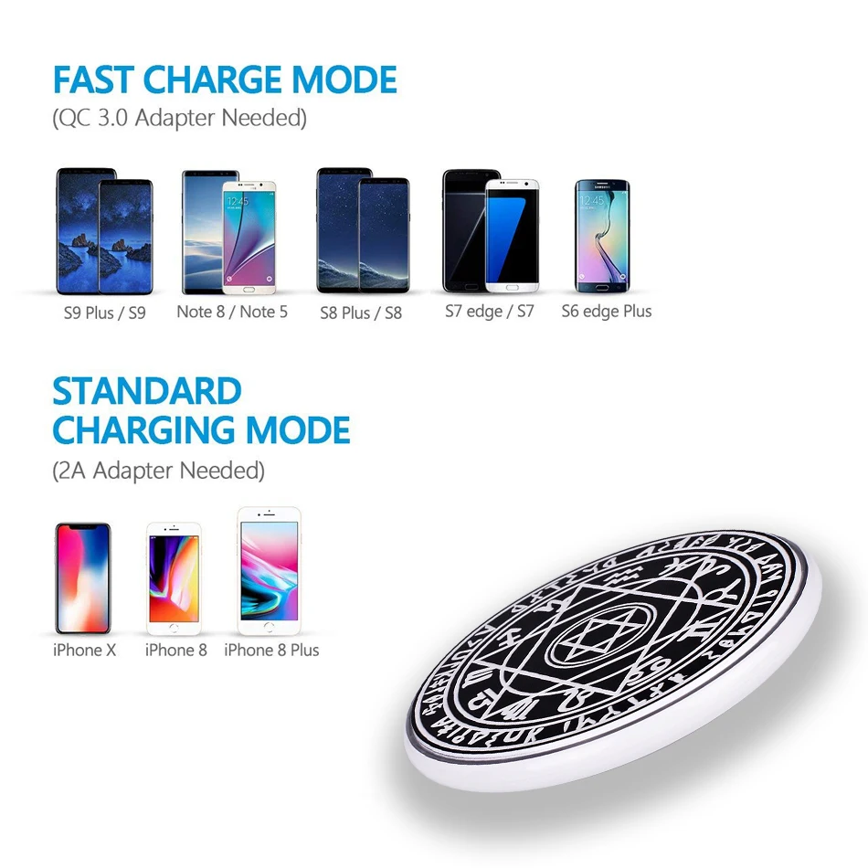 Беспроводное зарядное устройство CinkeyPro Magic Array 5 Вт зарядка для iPhone 8 X XS Samsung S10 S9 USB QI