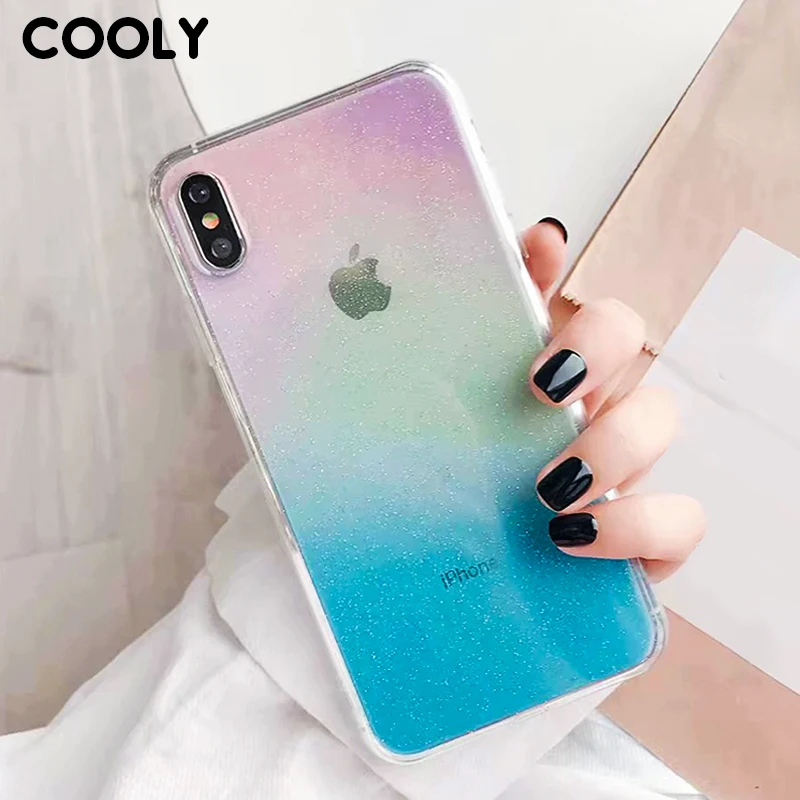 

COOLY Gradient Rainbow Case For Huawei P20 P30 Pro Mate 20 Nova 3 3i 4 Back Cover Ultra Thin TPU Silicone Glitter Phone Coque