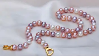 

gorgeous 9-10 mm round multicolor pearl necklace 18inch 36"