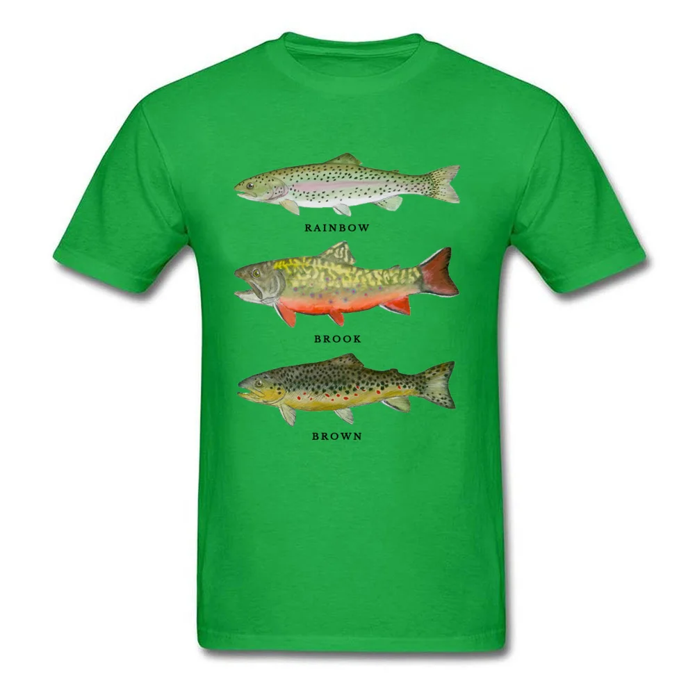 Personalized Trout-Triad O Neck T Shirts Summer/Autumn Tops & Tees Short Sleeve for Men New Coming All Cotton T Shirt Trout-Triad green