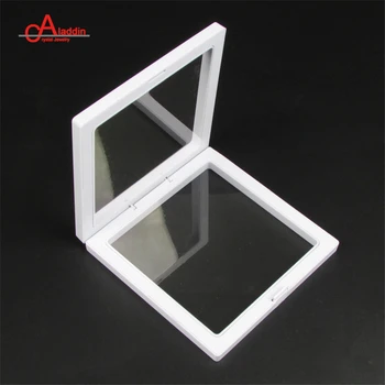 

Trendy PE Cases Displays Square 3D Albums Floating Frame Holder Black White Coin Box Jewelry Display Show Case For Gift Wedding