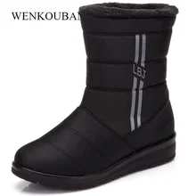 Водонепроницаемые женские зимние ботинки; женская обувь; сапоги до середины икры; женские теплые зимние ботинки на танкетке с резиновой плюшевой стелькой; Bota Mujer