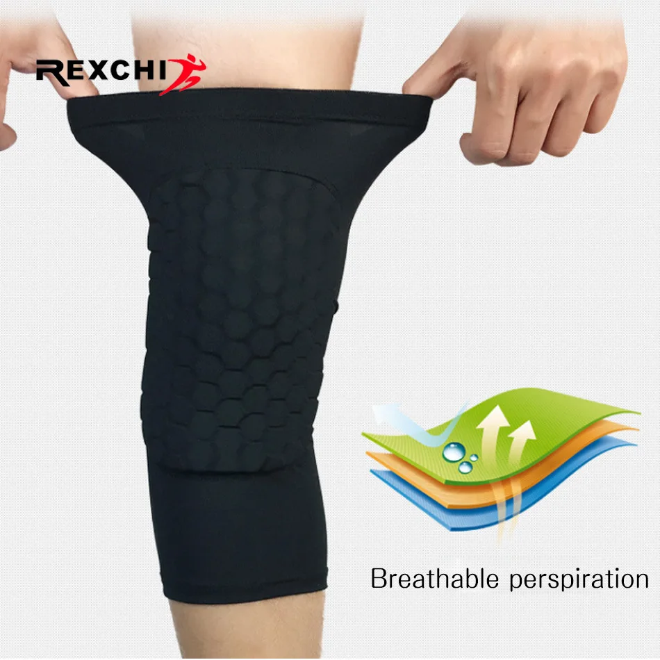REXCHI 1 قطعة العسل منصات الركبة كرة السلة الرياضة نيباد الكرة الطائرة الركبة حامي هدفين دعم كرة القدم ضغط أكمام الساقين