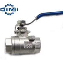 Из нержавеющей стали BSPT Женская резьба из двух частей шаровой клапан 1000 WOG полный порт PTFE уплотнение