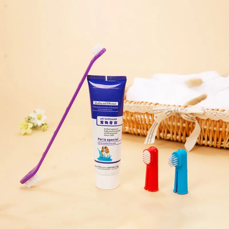 

Beef Flavor Pet Dogs Toothpaste Toothbrush Set for Pets Oral Health Care Dog Toothpaste