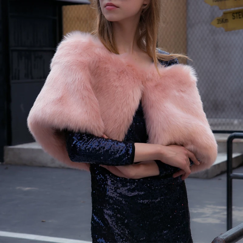 Naiveroo Luxury Fur Wraps Scarves Womens Winter Neck Warmer Jacket Coat