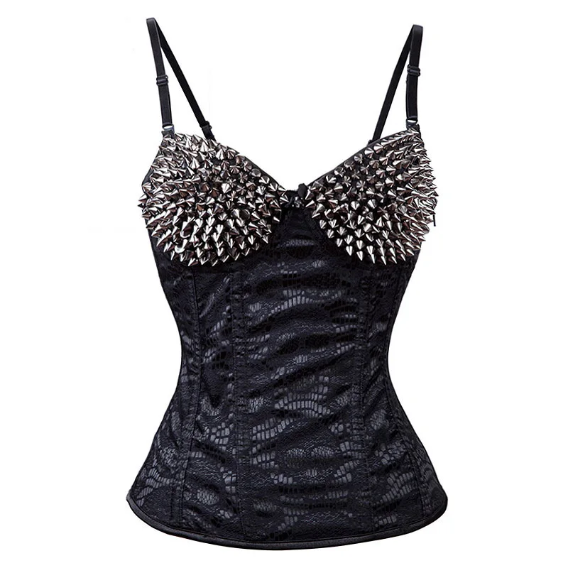 

Rivets waist trainer Steampunk corset slimming sheath belly black shapewear sexy gothic corset body shaper girdle modeling strap